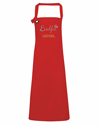 Wolimbo Grillschürze Kochschürze - Canvas rot - 100% Baumwolle - personalisierbar - Schürze mit Namen - individuell mit Wunsch Motiv/Name