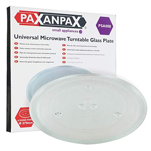 Paxanpax PSA008 Universal-Mikrowellen-Drehteller, Glas, mit 6 Befestigungen (270 mm)