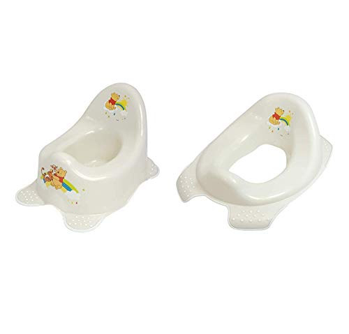 Perl Premium Disney Winnie Puuh perl weiß Kinder-Toilettensitz + Töpfchen Toilettentrainer mit Anti-Rutsch-Funktion