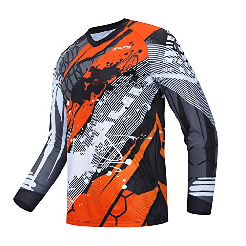 Weimostar Cycling Jersey Herren Mountainbike Motocross Jersey Langarm MTB T-Shirt Downhill Tops Sport Rennbluse orange XL