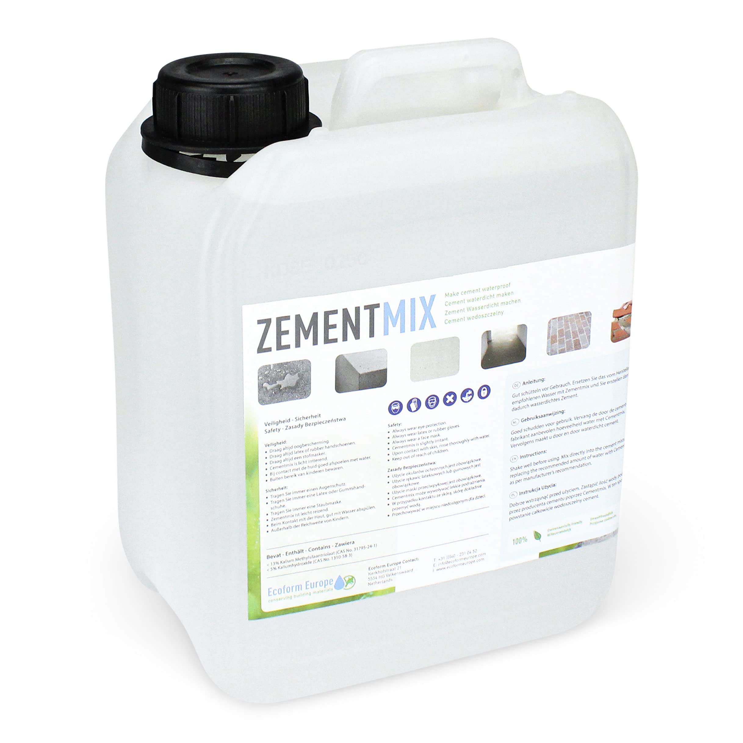 Ecoform Zementmix - Betondichtmittel für WU Beton - flüssigkeitsdichten Beton - Frostschutz & wasserdichten Mörtel Für den Innen- und Außeneinsatz - 2,5 Liter