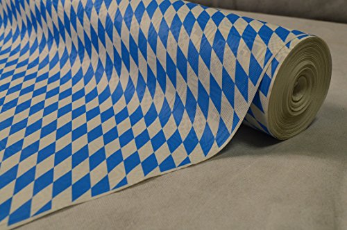 50 Meter Lang 100 Cm Breit Farbe: Blau Weiss (Bayrische Raute Blau-Weiß) Tischdecke Papier Damastprägung Tischtuch Papierttischdecke Decke Rolle Papiertischdeckenrolle Papierdecke