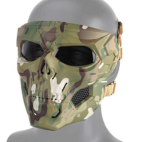 DETECH Paintball-Taktik Helm Schädel Masken Atmungsaktiv Schießen Jagd Masken Männer Vollgesichts Airsoft Military Halloween Party Maske