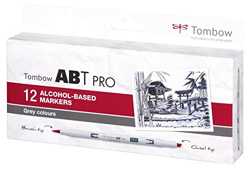 Tombow Marker ABT PRO, alkoholbasiert, 12er Set Grey Colors