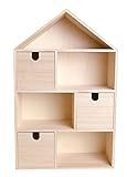 Artemio 14002224 Haus zum Dekorieren mit 3 Schubladen Holz 30,5 x 48,5 x 12 cm