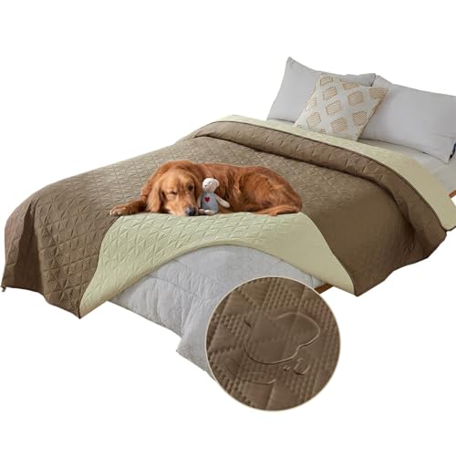 SHUOJIA wasserdichte Hundedecke für Couch,Haustier-Couchschutz, große Haustierdecken für Hunde und Katzen,rutschfeste Bettsofa-Möbelschutzmatte (52"x82",Khaki)