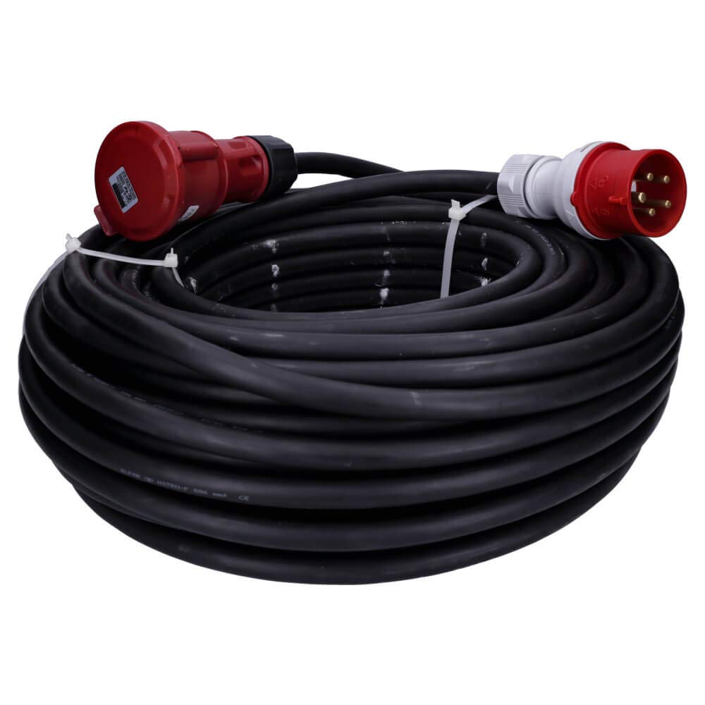 Voxura CEE-Kabel Verlängerungskabel Starkstromkabel 5-polig 400V H07RN 5G 6 32/5 32A IP44 Phasenwender Starkstrom 50m