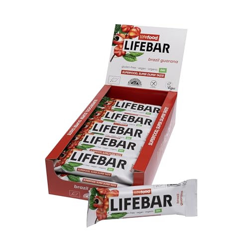 Lifefood Lifebar Energieriegel, Vegan Sportriegel, BIO Vegan, Glutenfrei, Laktosefrei, Ohne Zuckerzusatz, Biologisch angebaut - 15er Pack (15 x 40 g) (Brasilien Guarana)