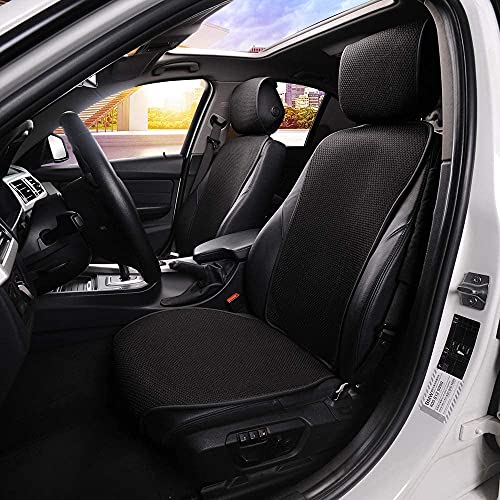 Veshow Autositzbezug Vordersitze kühlend Eisseide Viskose Autositzschutz rutschfest dünn Autositzkissen für Männer Frauen geeignet für die meisten Autos (1PC Schwarz)