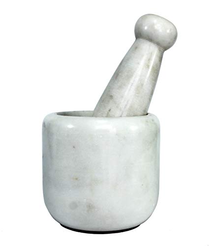 KLEO 4 breite grüne natürliche Mörser und Stößel als Gewürz, Medizin Grinder Gewürz Reibe gesetzt - Marble Stone Mortar Pestle Set (Weiß)