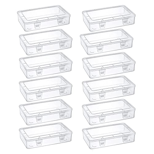 Yuattory 12Er-Pack AufbewahrungsbehäLter Aus Durchsichtigem Kunststoff, 20,3 X 12,7 X 4,7 Cm, Leere Klappbox, Stapelbarer Organizer