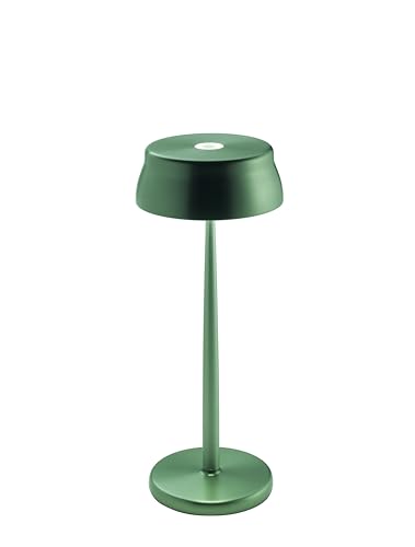 Zafferano, Sister Light Wi-Fi Lampe, Wiederaufladbare und Kabellose Tischlampe mit Fernbedienung, Geeignet für den Innen- und Außenbereich, Stufendimmer, 2200-4000 K, Höhe 32,8 cm, Farbe Grün