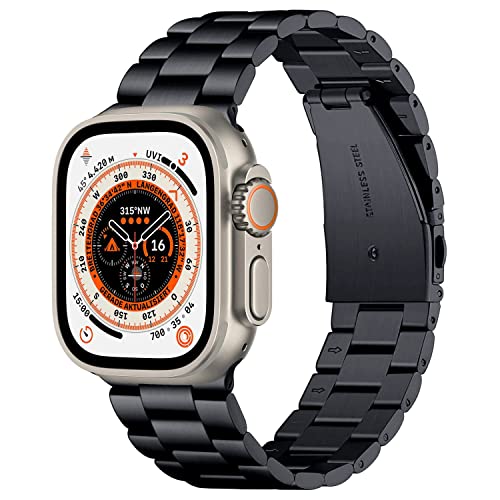 Arktis Armband kompatibel mit Apple Watch (Apple Watch Ultra mit 49 mm) (Series 7/8 mit 45 mm) (Series SE/6/5/4 mit 44 mm) (Series 3/2/1 mit 42 mm) Edelstahl Ersatzarmband Glieder-Kürzer - Graphit