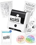 Etikettendrucker - Bluetooth Thermo Etikettiermaschine Drahtloser Etikettendrucker für Zuhause, Kleine Unternehmen, Einzelhandel Etiketten, Versand, Bilder und mehr, für Android und iOS System - Weiß