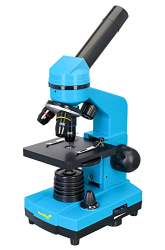 Levenhuk Rainbow 2L Azurblau Tragbares Studentenmikroskop für Kinder mit Experimentierkasten, Oberem und Unterem LED-Licht zur Beobachtung Aller Arten von Proben