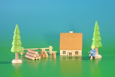 Rudolphs Schatzkiste Miniatur Feierabend im Dorf, 7-teilig Baumgröße ca 6,0 cm NEU Weihnachtsfiguren Holzfiguren Seiffen Erzgebirge