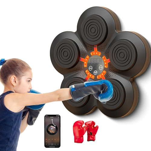 Musik Boxen Maschine, Musik elektronische Boxen Wall Target Boxing Machine, mit 6 Lichtern und Bluetooth Sensor, Boxen Training Geräte mit Boxhandschuhen (B- Handschuhe Erwachsene)