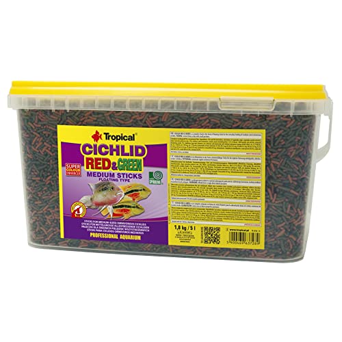 Tropical Cichlid Red&Green Medium Sticks - Futtersticks für mittelgroße Cichliden, mit Astaxanthin & Spirulina, 1er Pack (1 x 5 l)