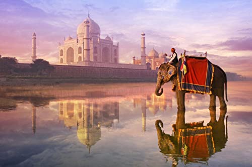 LZQZJD 1500 Teile des Erwachsenen Hölzernen Puzzlespiel-Elefanten Vor Taj Mahal, Kinder-Erwachsener-Wohnzimmer-Esszimmer-Geschenk