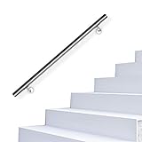 SWANEW Handlauf Edelstahl, Gebürsteter Edelstahl,180cm,Wandhalter,Treppengeländer mit Metalldübeln