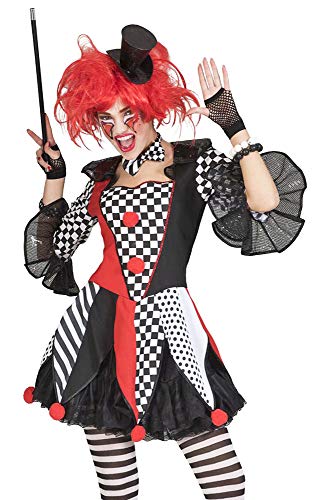 Generique - Kunterbuntes Harlekin-Kostüm Faschings-Verkleidung für Damen rot-schwarz-Weiss - M / L