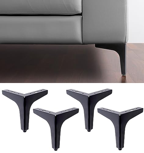IPEA 4 Möbelfüße für Möbel und Sofas, Modell Meta, Farbe: Mattschwarz, Set mit 4 Beinen aus Eisen, Füße schwarz mit elegantem Design für Sessel und Schränke, Höhe 130 mm