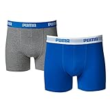 PUMA 8 er Pack Boxer Boxershorts Jungen Kinder Unterhose Unterwäsche, Farbe:417 - Blue/Grey, Bekleidung:176