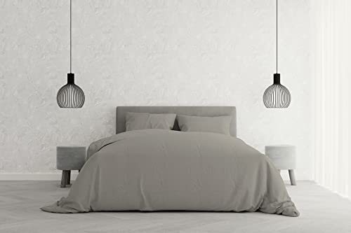 Italian Bed Linen Elegant Bettbezug, Grau, Doppelte
