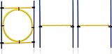 dobar® 50808 Agility Hürdenset - 3 teiliges Agility Set für Hunde - Zweifarbige Sprungstangen zum Trainieren - Geschicklichkeits-Training im Set - Höhe 100 cm - Blau/Gelb