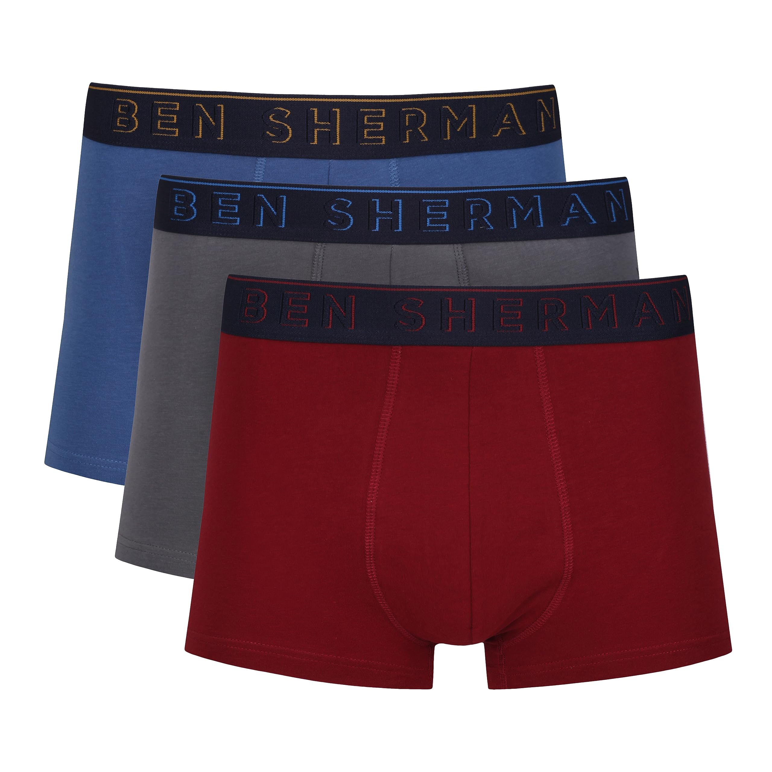 Ben Sherman Herren Men's Boxer Shorts in Red/Grey/Blue | Soft Touch Cotton Trunks with Elasticated Waistband Boxershorts, Red/Grey/Blue,