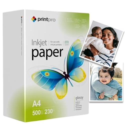 Fotopapier PrintPro von COLORWAY hoch glänzend A4 230g/m² 500 Blatt Sofort Trocken Wasserfest für alle Tintenstrahldrucker