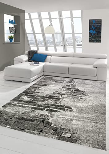 Teppich Design Steinoptik Wohnzimmer Teppich in grau Größe 160x230 cm