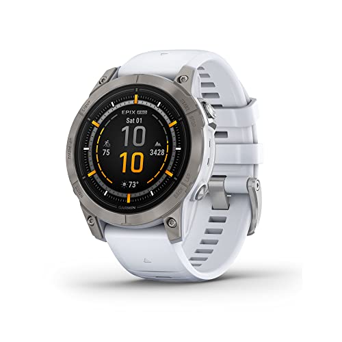 Garmin epix Pro (Gen 2) Sapphire Edition, 47 mm, Hochleistungs-Smartwatch, fortschrittliche Trainingstechnologie, integrierte Taschenlampe, Whitestone
