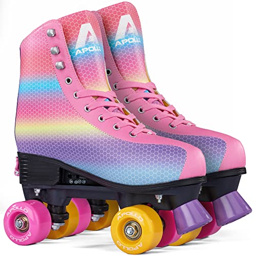 Apollo Classic-Roller, Discoroller, Rollschuhe für Kinder, Jugendliche und Erwachsene, größenverstellbare Quad-Skates, 3 Größen, verstellbar von 31 bis 42, Rollerskates