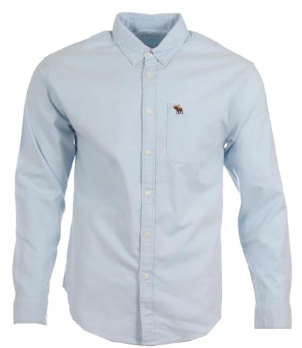 Abercrombie & Fitch Herren Langarm Hemd Oxford (DE/NL/SE/PL, Alphanumerisch, M, Regular, Regular, Hellblau)