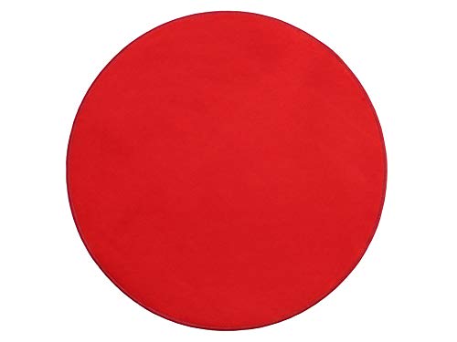 Primaflor - Ideen in Textil Kinder-Spiel-Teppich Einfarbig SITZKREIS - Rot, Rund 100cm, Velour-Kurzflor-Teppich für Kinderzimmer, Kindergärten und Schulen