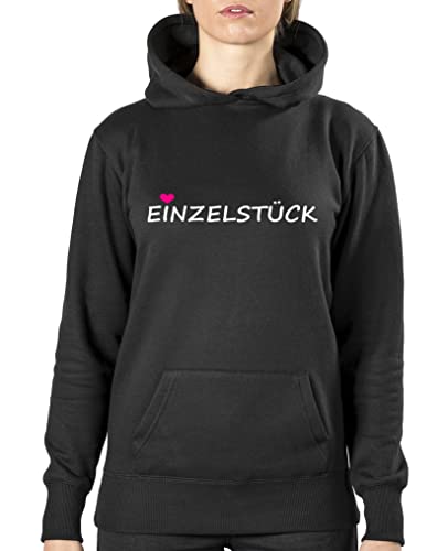 Comedy Shirts - Einzelstück - Style1 - Damen Hoodie - Schwarz / Weiss-Pink Gr. S