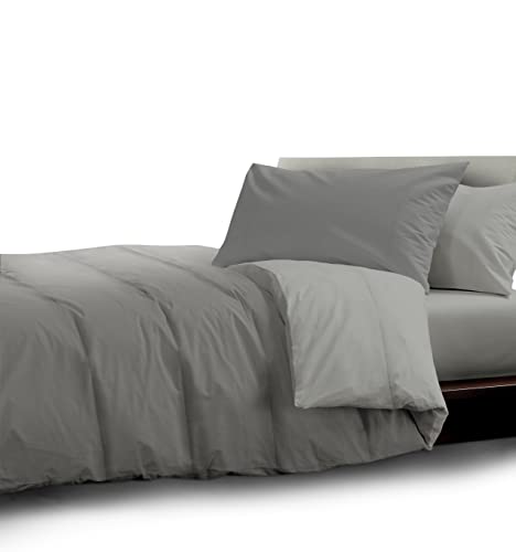HomeLife Winter Bettdecke 250X250cm, Winter Bettdecke doppelseitig, französische Decke anallergisch warm, farbige Winterdecke, Hellgrau / dunkelgrau, große Doppeldecke