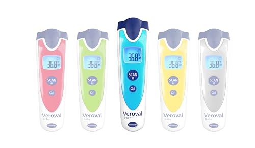 Veroval baby Infrarot-Thermometer Blau, Berührungslose und Geräuschlose Messung, Körpertemperatur, Objekttemperatur, Umgebungstemperatur, schnelle Messung, einfache Handhabung