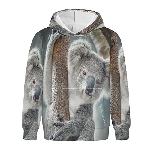 Linomo Kinder Kapuzenpullover Süß Tier Koala Hoodie Sweatshirt Pullover Hooded Hoody mit Kängurutasche für 4-10 Jahre Jungen Mädchen