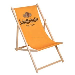 Schöfferhofer Weizen Liegestuhl Stuhl aus Holz Gartenliege Klappstuhl orange