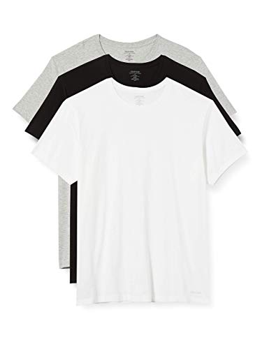 Calvin Klein Unisex S/s Crew Neck 3pk Hemd, Schwarz/Weiss/Grau Heizung, XL