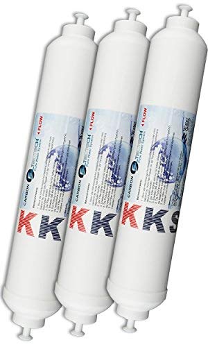 KKS-3er Pack Wasserfilter für Side by Side Kühlschrank Samsung LG AEG Haier usw Externer Kühlschrankfilter mit integriertem 1/4" Schlauchanschluss Aktivkohle Filter