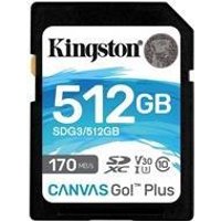 Kingston Canvas Go! Plus - Flash-Speicherkarte (microSDXC-an-SD-Adapter inbegriffen) - 512GB - A2 / Video Class V30 / UHS-I U3 / Class10 - microSDXC UHS-I (SDCG3/512GB)