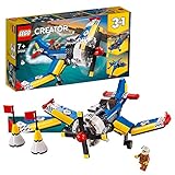 LEGO 31094 Creator Rennflugzeug, Hubschrauber oder Düsenjäger, 3-in-1 Bauset, Flugzeugsspielset mit Piloten-Minifigur, Spielzeuge für Kinder ab 7 Jahren