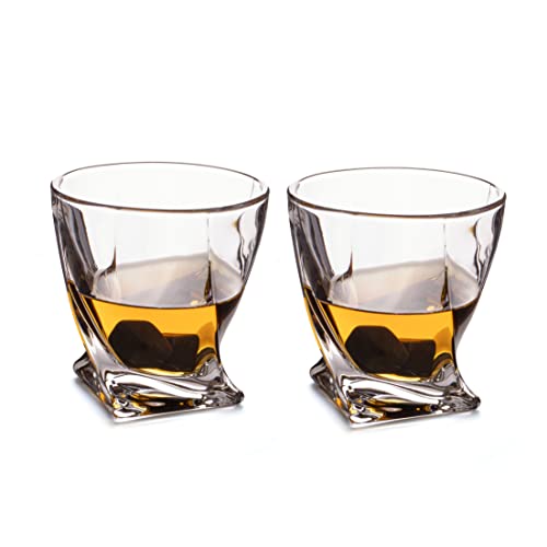 Whisky Gläser - Twisted (2er Set) inkl. 2 ice rocks (Kühlsteine)