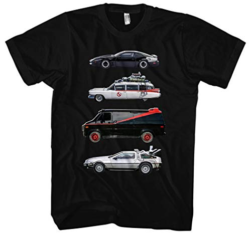 Kult Cars Herren T-Shirt | Knight Rider Shirt - A-Team Van - zurück in die Zukunft t-Shirt Delorean - mad max Interceptor | M2 (3XL) Schwarz