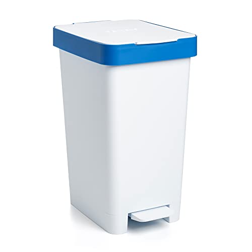 TATAY Mülleimer Küche Smart, 25L Fassungsvermögen, Einziehbares Pedal, Polypropylen, BPA-frei, 30L Müllsack. Blau. Maße 26 x 36 x 47cm