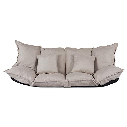 Ribelli 2 Sitzer Hikui Futon Schlafsofa im Japanischen Stil Sofa mit Schlaffunktion 100 x 150 cm (Sofa, Creme)