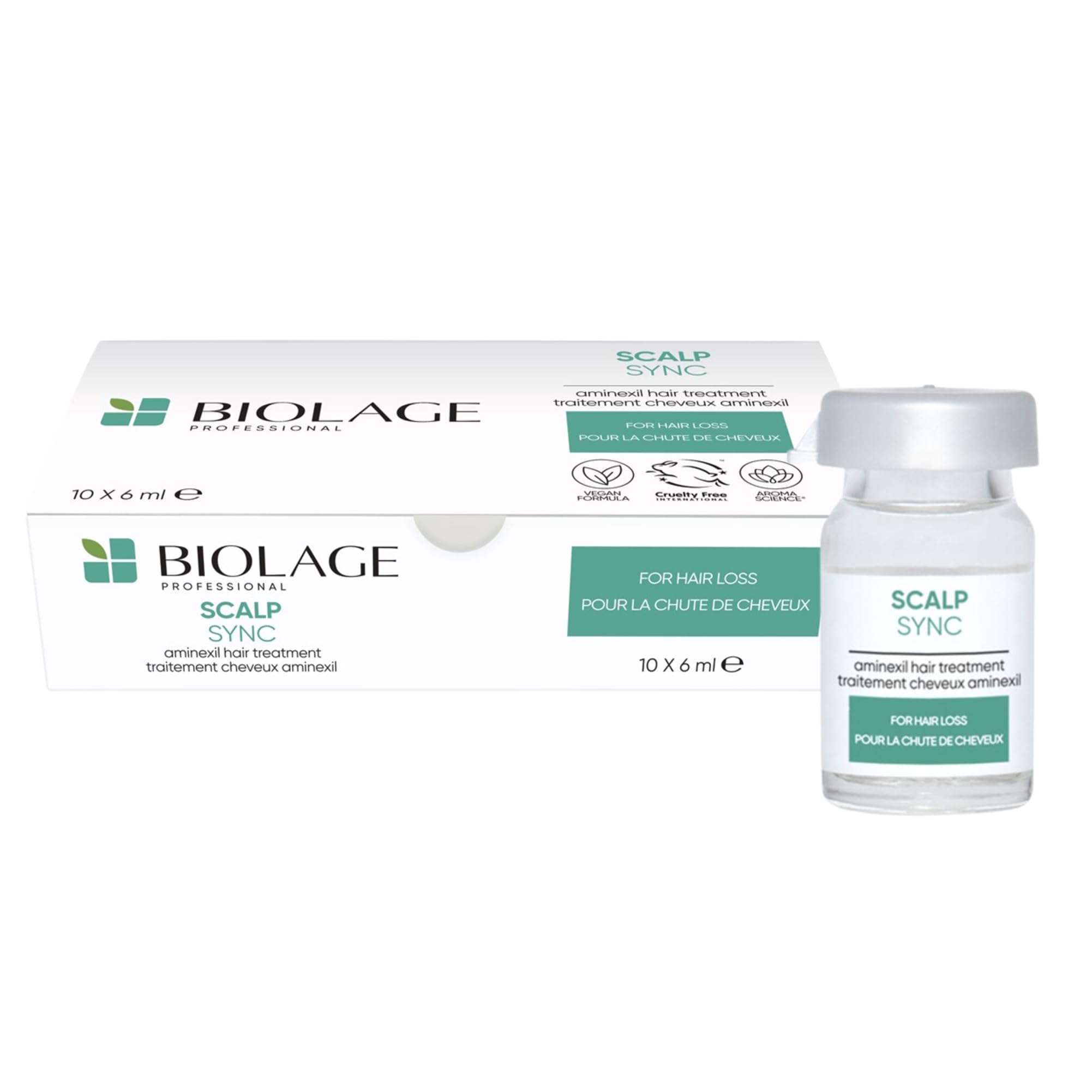Biolage Haarserum gegen Haarverlust, Ampullen zur Vorbeugung von Haarausfall, ScalpSync Pro-Aminexil Anti Hair-Loss Tonic, 10 x 6 ml